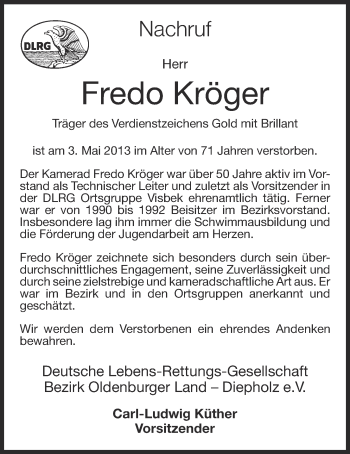 Anzeige von Fredo Kröger von OM-Medien
