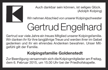 Anzeige von Gertrud Engelhard von OM-Medien