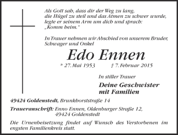 Anzeige von Edo Ennen von OM-Medien