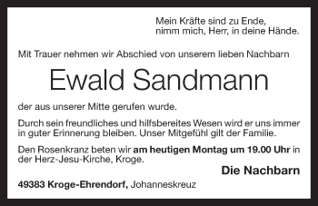Anzeige von Ewald Sandmann von OM-Medien