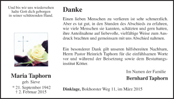Anzeige von Maria Taphorn von OM-Medien