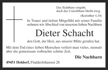 Anzeige von Dieter Schacht von OM-Medien