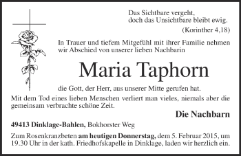 Anzeige von Maria Taphorn von OM-Medien