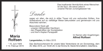 Anzeige von Maria Rolfsen von OM-Medien