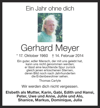 Anzeige von Gerhard Meyer von OM-Medien