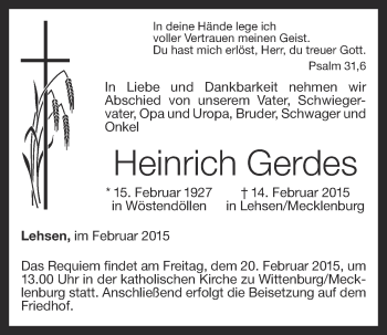 Anzeige von Heinrich Gerdes von OM-Medien