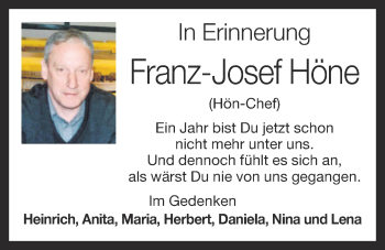 Anzeige von Franz-Josef Höne von OM-Medien