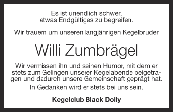 Anzeige von Willi Zumbrägel von OM-Medien