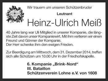 Anzeige von Heinz-Ulrich Meiß von OM-Medien