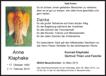 Anzeige von Anne Klaphake von OM-Medien