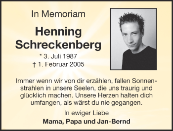 Anzeige von Henning Schreckenberg von OM-Medien
