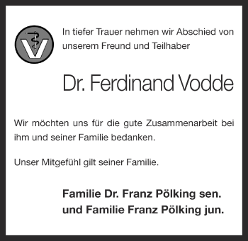 Anzeige von Ferdinand Vodde von OM-Medien