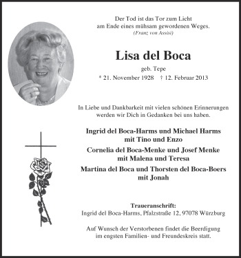 Anzeige von Lisa del Boca von OM-Medien