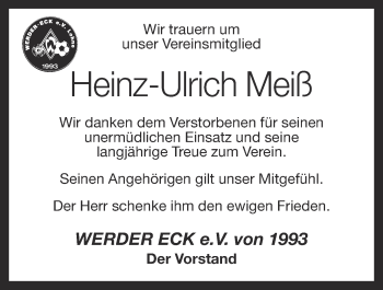 Anzeige von Heinz-Ulrich Meiß von OM-Medien