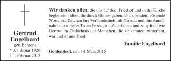 Anzeige von Gertrud Engelhard von OM-Medien