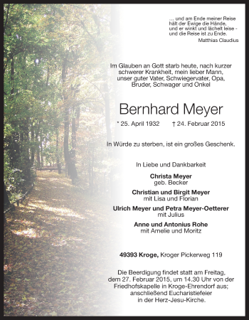 Anzeige von Hans-Georg Meyer von OM-Medien