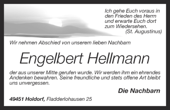 Anzeige von Engelbert Hellmann von OM-Medien