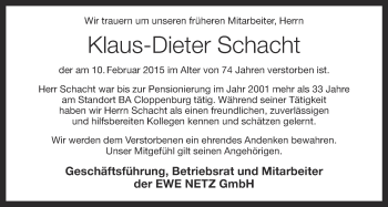 Anzeige von Klaus-Dieter Schacht von OM-Medien
