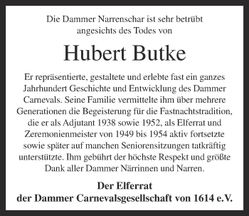 Anzeige von Hubert Butke von OM-Medien
