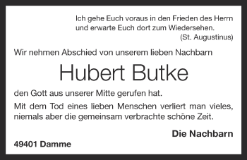 Anzeige von Hubert Butke von OM-Medien