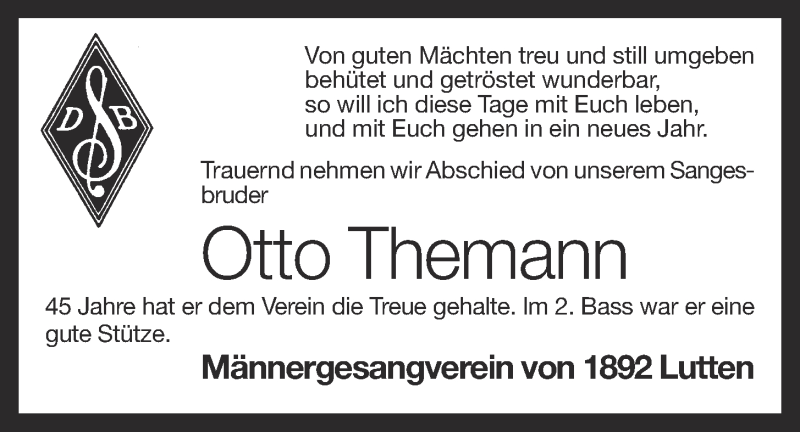  Traueranzeige für Otto Themann vom 22.10.2015 aus OM-Medien
