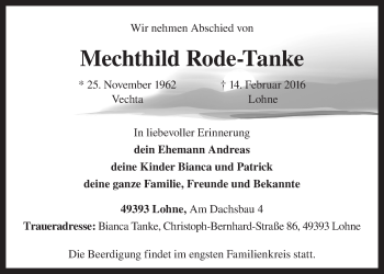 Anzeige von Mechthild Rode-Tanke von OM-Medien