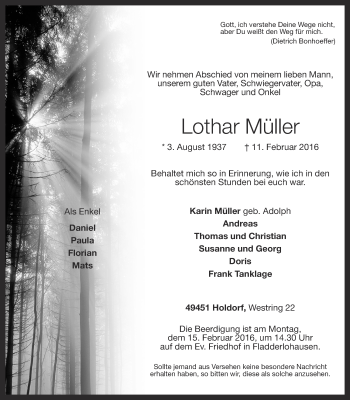 Anzeige von Lothar Müller von OM-Medien