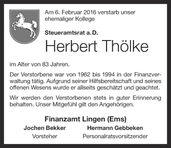 Anzeige von Herbert Thölke von OM-Medien