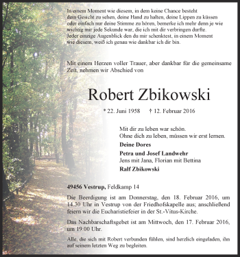 Anzeige von Robert Zbikowski von OM-Medien