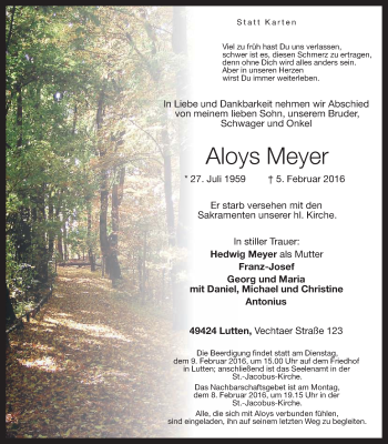 Anzeige von Aloys Meyer von OM-Medien