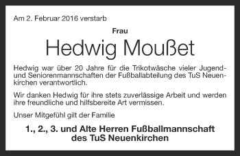 Anzeige von Hedwig Moußet von OM-Medien