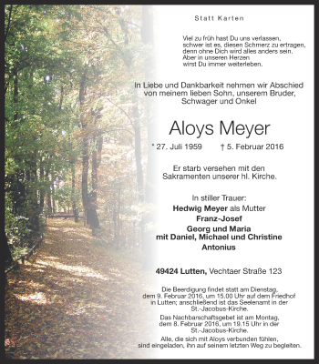 Anzeige von Aloys Meyer von OM-Medien