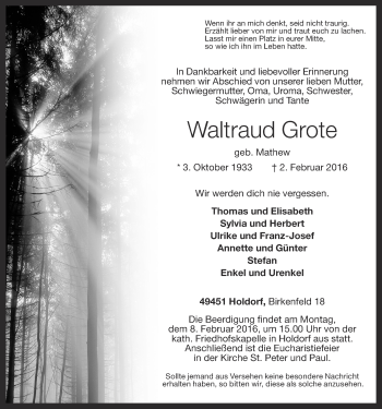 Anzeige von Waltraud Grote von OM-Medien