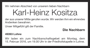 Anzeige von Karl-Heinz Kositza von OM-Medien