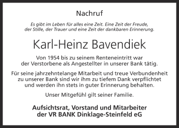 Anzeige von Karl-Heinz Bavendiek von OM-Medien