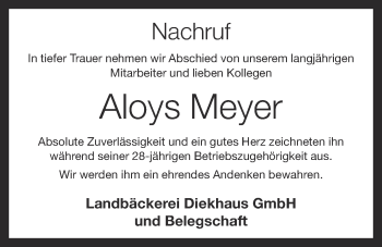 Anzeige von Aloys Meyer von OM-Medien