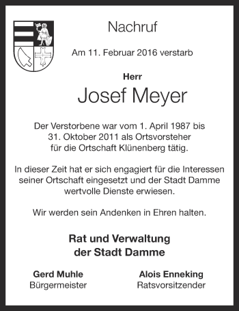 Anzeige von Josef Meyer von OM-Medien