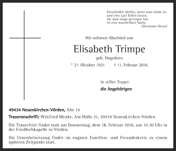 Anzeige von Elisabeth Trimpe von OM-Medien