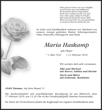Anzeige von Maria Haskamp von OM-Medien