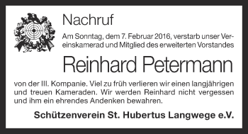 Anzeige von Reinhard Petermann von OM-Medien