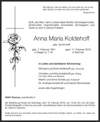 Anzeige von Anna Maria Koldehoff von OM-Medien
