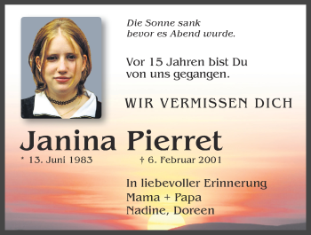 Anzeige von Janina Pierret von OM-Medien