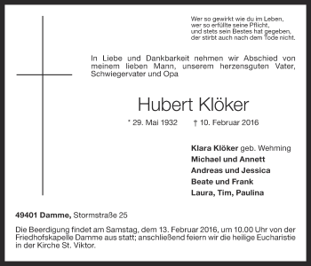 Anzeige von Hubert Klöker von OM-Medien