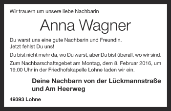 Anzeige von Anna Wagner von OM-Medien