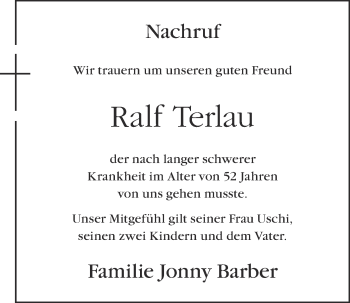 Anzeige von Ralf Terlau von OM-Medien