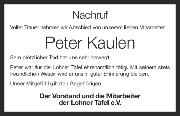 Anzeige von Peter Kaulen von OM-Medien