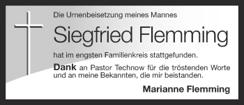 Anzeige von Siegfried Flemming von OM-Medien