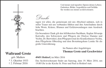 Anzeige von Waltraud Grote von OM-Medien