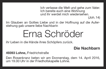 Anzeige von Erna Schröder von OM-Medien