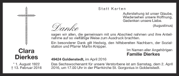 Anzeige von Clara Dierkes von OM-Medien